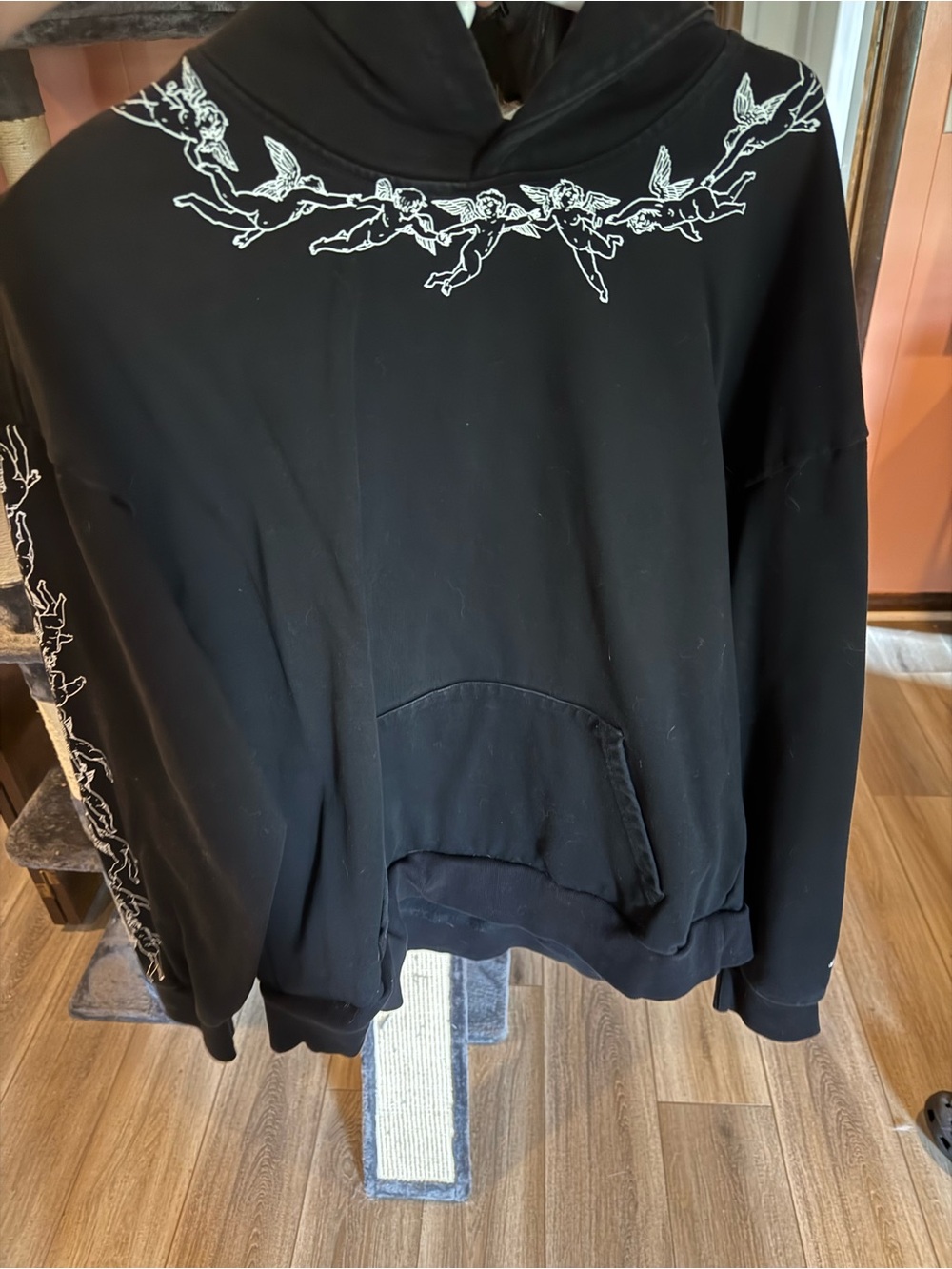 Black Hoodie Sweater with Angels graphic